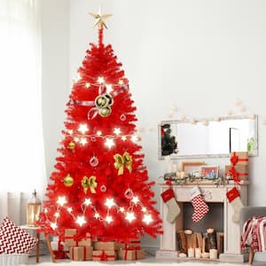 7.5 ft. Red Unlit Artificial Classic Christmas Tree