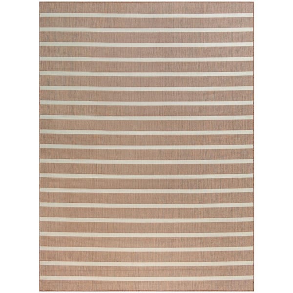 Positano Jute Ivory 9 ft. x 12 ft. Stripes Contemporary Area Rug