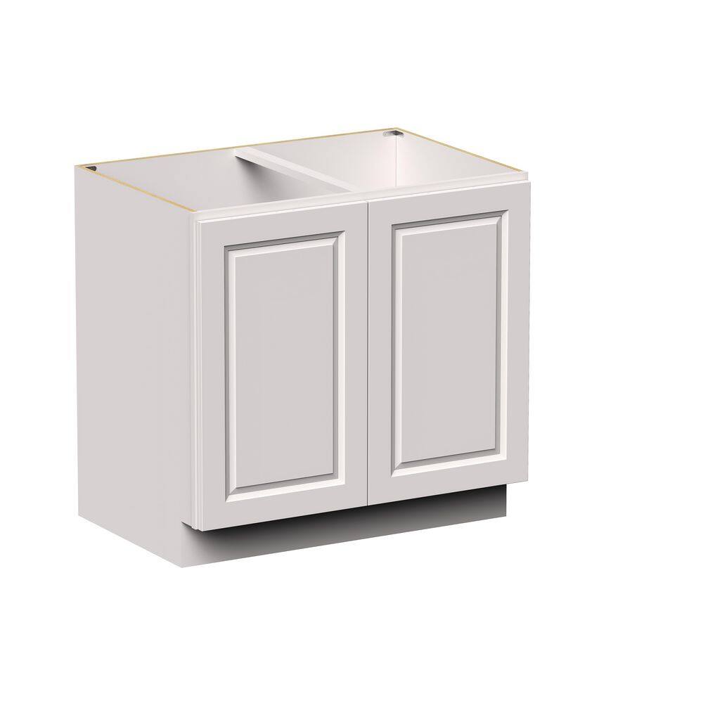 "Raised Panel 36"" W x 24"" D x 34.5"" H Wood Frame Ready to Assemble Full Height Door Base Kitchen Cabinet in Glacier White" price history on PriceWatchPro