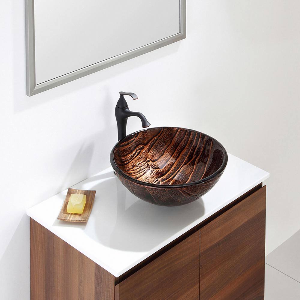 Gaia Copper-Brown Glass Circular Vessel Sink