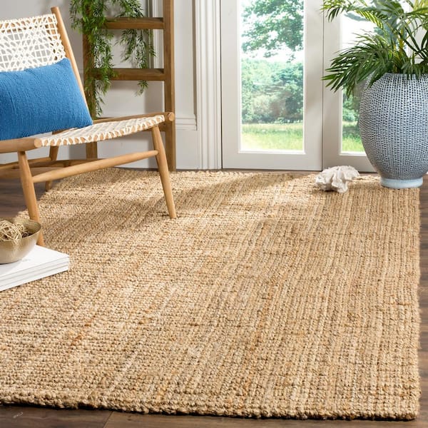 Natural Fiber Beige 7 ft. x 7 ft. Square Solid Area Rug