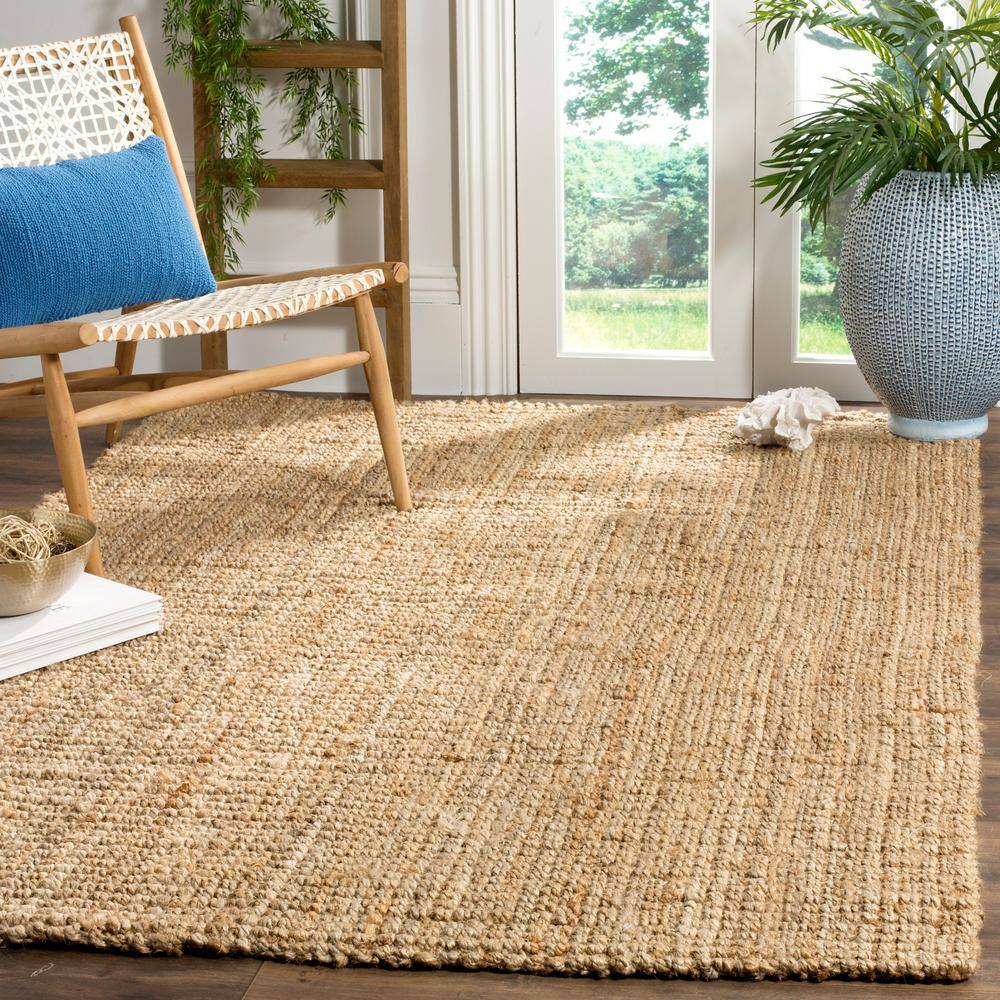 Handwoven Natural Jute Square Rug, 3' x 3', Natural