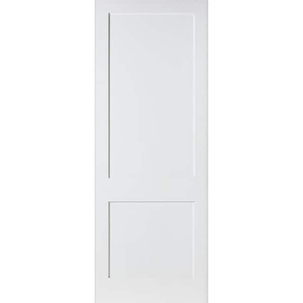 Krosswood Doors 24 in. x 96 in. Craftsman Shaker 2-Panel Primed Solid Core MDF Interior Door Slab