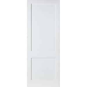 36 in. x 96 in. Craftsman Shaker 2-Panel Primed Solid Hybrid Core MDF Wood Interior Door Slab