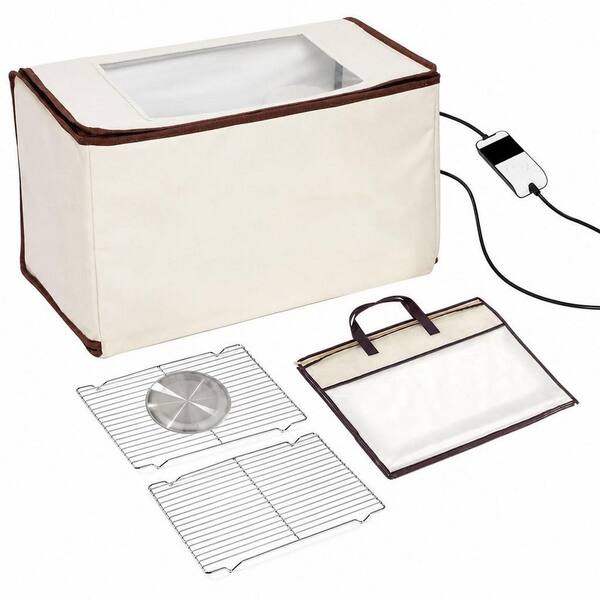 1-Piece Foldable Portable Dough Proofer Set with 3-Sided Heating Timer Temperature Control for Sourdough Bread Baking