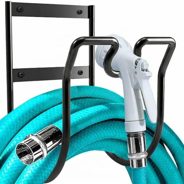 Small Hose Storage Rack MISOPILY Wall Mount Hose Holder Carbon Steel Storage Rack with Nozzle ...