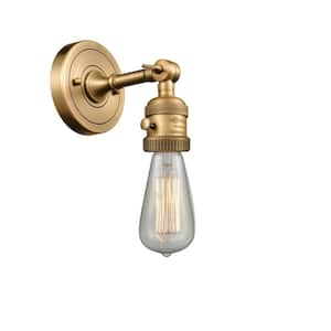 Bare Bulb 1-Light Brushed Brass Wall Sconce