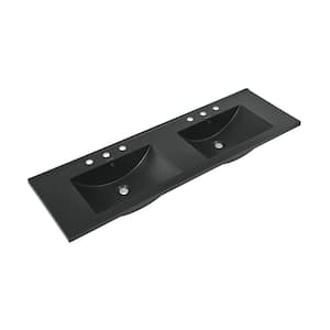 60 in. W x 5.5 in. D Ceramic Vanity Top in Matte Black with 3 Holes