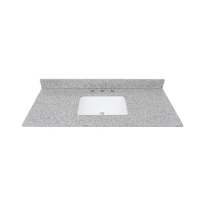 49 in. W x 22 in D Granite White Rectangular Single Sink Vanity Top in Gray