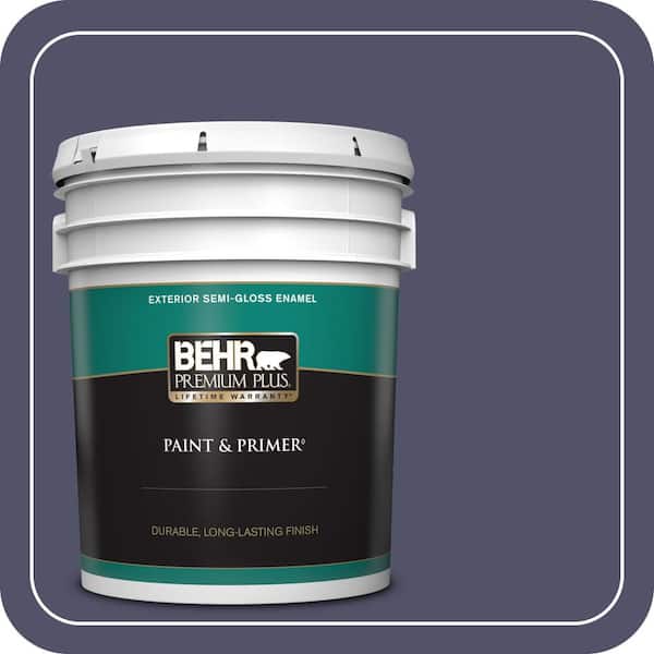 BEHR PREMIUM PLUS 5 gal. #640F-7 Academy Purple Semi-Gloss Enamel Exterior Paint & Primer