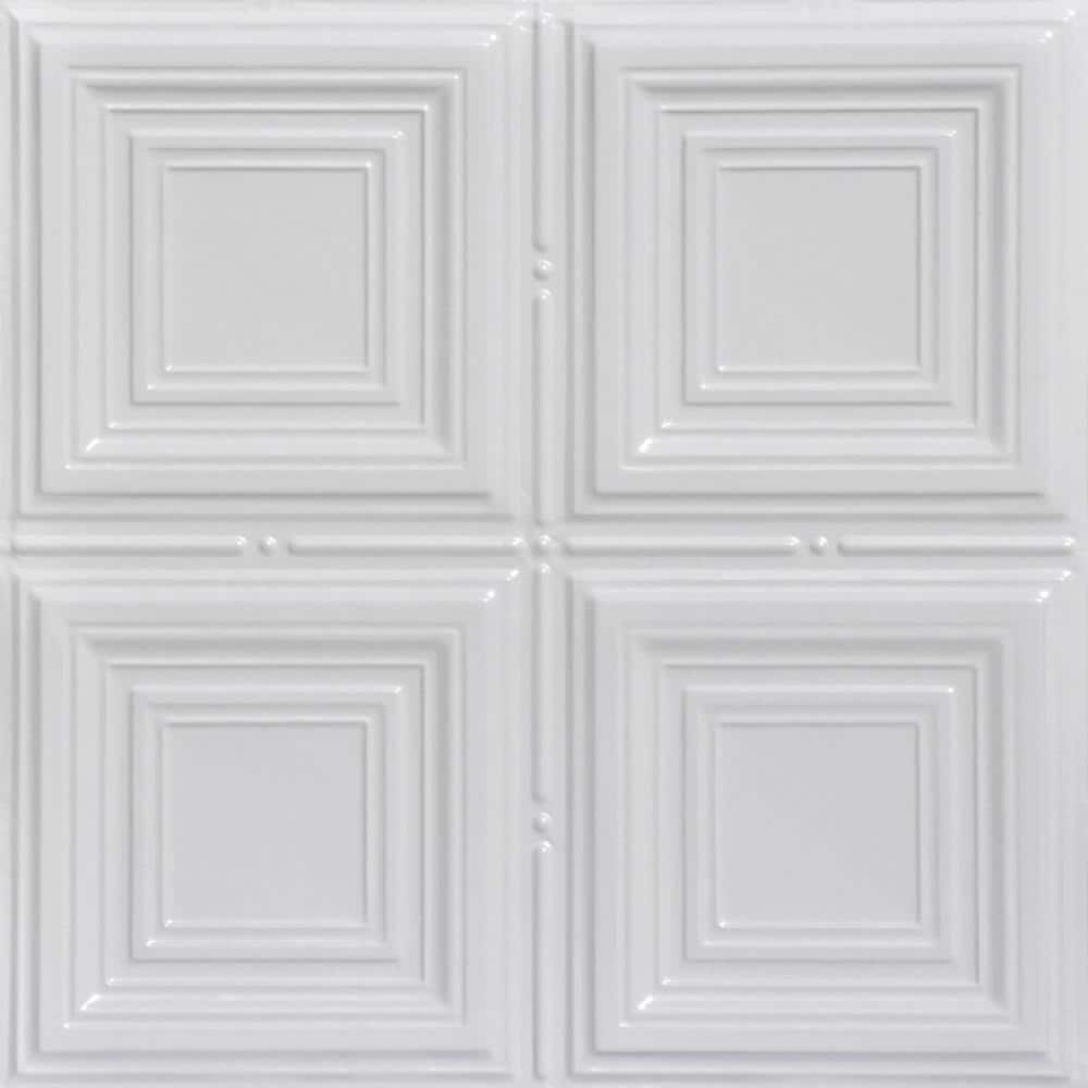 FROM PLAIN TO BEAUTIFUL IN HOURS Cubism White 2 ft. x 2 ft. Decorative ...