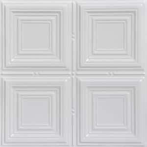Cubism White 2 ft. x 2 ft. Decorative Tin Style Lay-in Ceiling Tile (48 sq. ft./case)