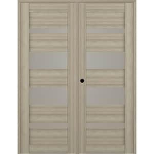 Mirella 36" x 80" Right Hand Active 4-Lite Frosted Glass Shambor Finished Wood Composite Double Prehung French Door