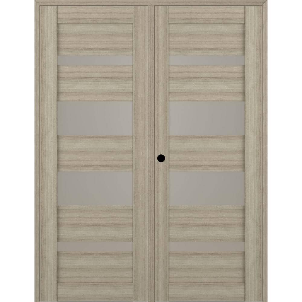 "Mirella 48"" x 80"" Right Hand Active 4-Lite Frosted Glass Shambor Finished Wood Composite Double Prehung French Door" price history on PriceWatchPro