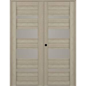 Mirella 48" x 84" Right Hand Active 5-Lite Frosted Glass Shambor Finished Wood Composite Double Prehung French Door