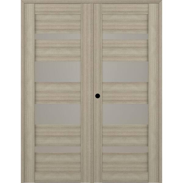 Belldinni Mirella 56" x 84" Right Hand Active 5-Lite Frosted Glass Shambor Finished Wood Composite Double Prehung French Door