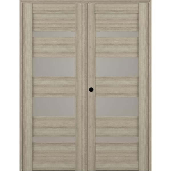 Belldinni Mirella 56" x 96" Right Hand Active 5-Lite Frosted Glass Shambor Finished Wood Composite Double Prehung French Door