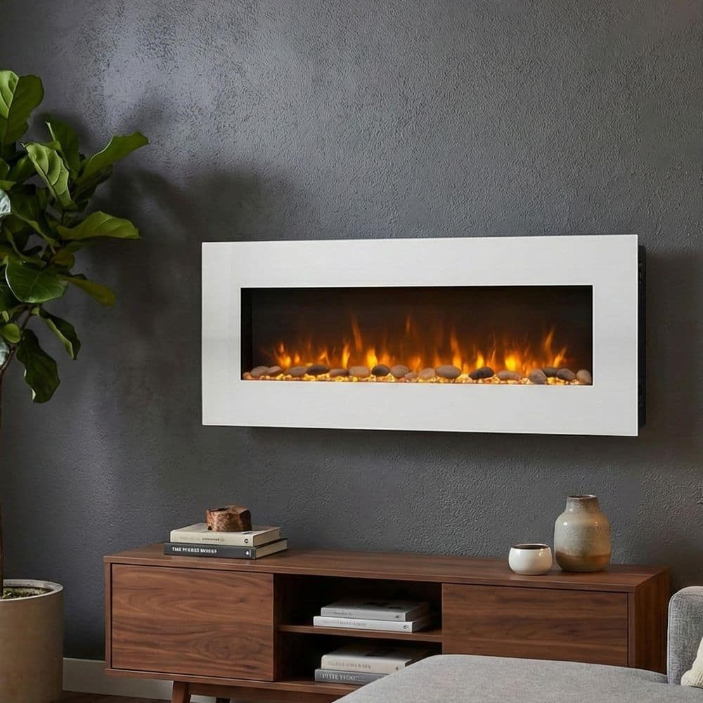 Northwest 50 in. Electric Fireplace Color Changing Wall in White
