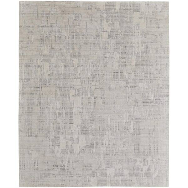 HomeRoots 8 ft. x 10 ft. Ivory, Gray Abstract Area Rug