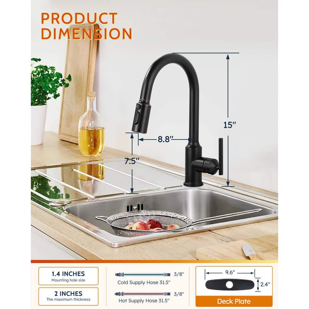 Oil Rubbed Bronze Pull Down Kitchen Faucet with Pull-out Spray
