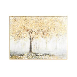 1-Panel Landscape Paint Splatter Forest Framed Wall Art 36 in. x 47 in.