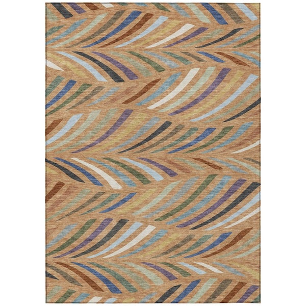 Chantille Machine Washable Indoor/Outdoor Abstract ACN2475 Copper 8 ft. x 10 ft. Area Rug