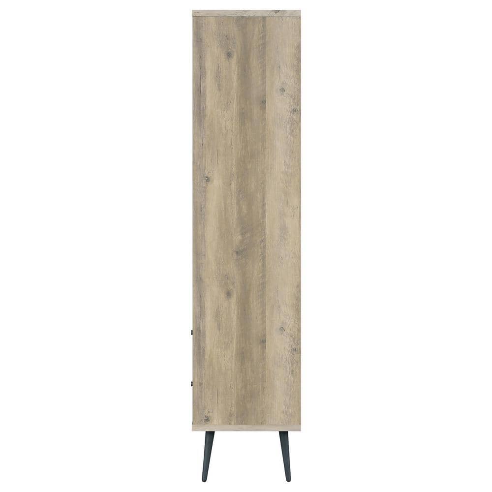 Maeve 70" Mid Century Modern Gray Wood Bookcase with Drawers