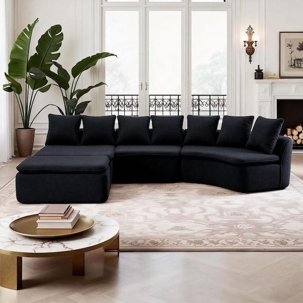 Module Section Sofa Qualler 133 in. Chenille U-Shaped Modular Full Compression Sectional ...