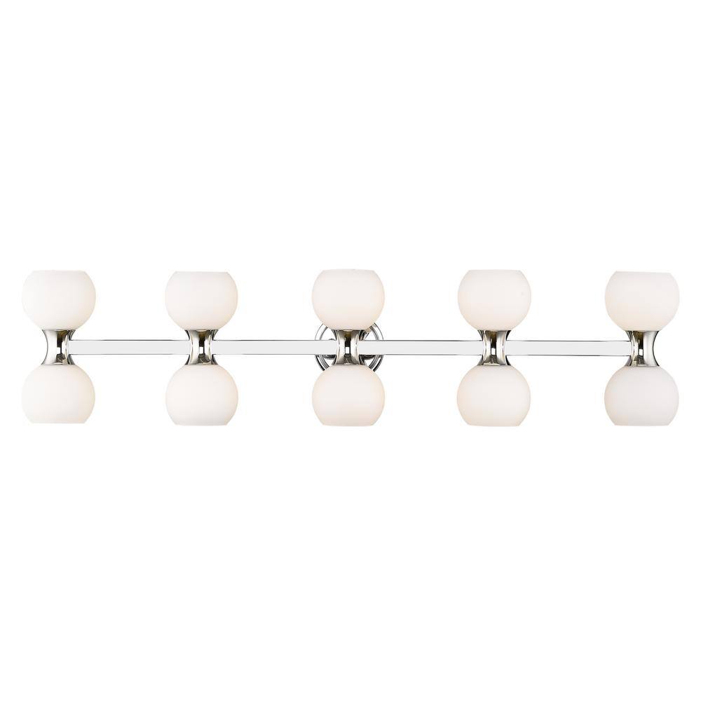 Artemis 6.5 in. 10 Light Chrome Vanity Light with Matte Opal Glass Shade wi