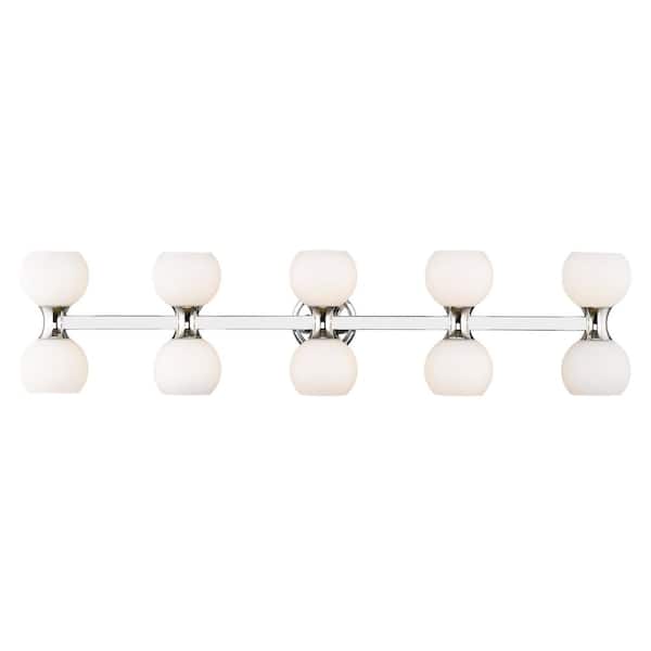 Unbranded Artemis 6.5 in. 10 Light Chrome Vanity Light with Matte Opal Glass Shade with No Bulbs Included