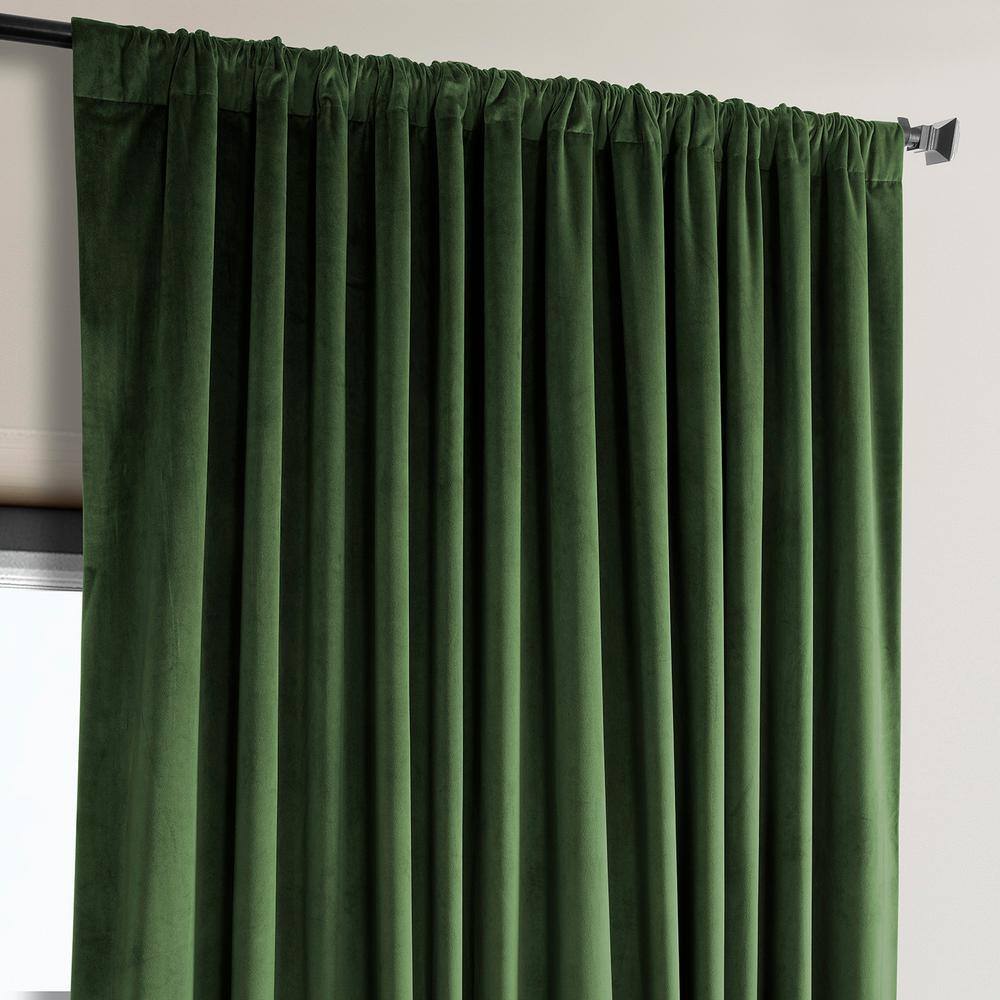 Eden Green 100W x 84L Plush Velvet Room Darkening Curtains