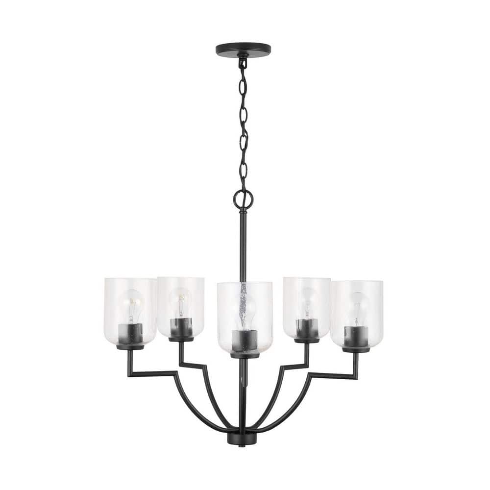 Carter 26 in. W x 24 in. H 5-Light Clear Seeded Glass Chandelier in Matte Black price history on PriceWatchPro