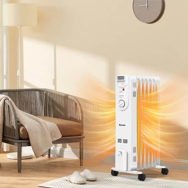 Clihome 1500-Watt Electric Oil Filled Radiant Space Heater Portable Quiet Radiator Heater with 3 Heat Settings & Safe Protection