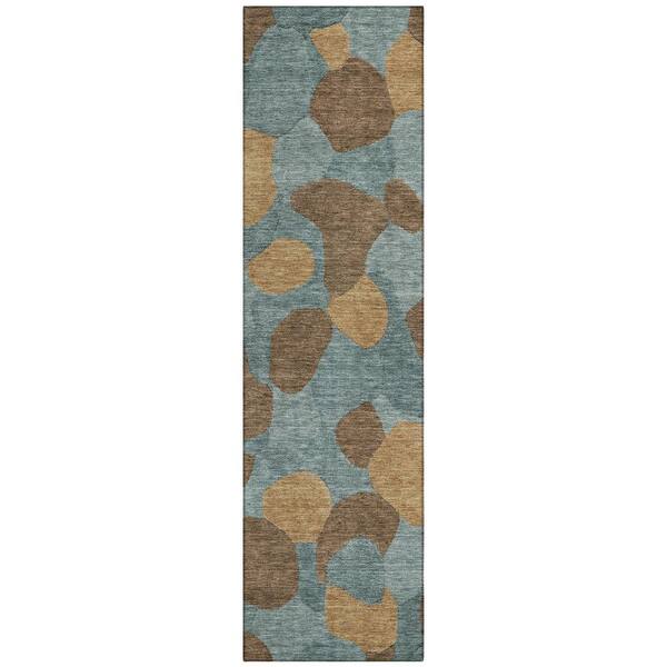 Chantille Machine Washable Indoor/Outdoor Abstract ACN3030 Teal 2 ft. x 7 ft. Runner Rug