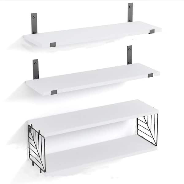 Cubilan 15.8 in. W x 5.9 in. D White Decorative Wall Shelf, 3 Plus 1 Tier Bathroom Floating Shelves