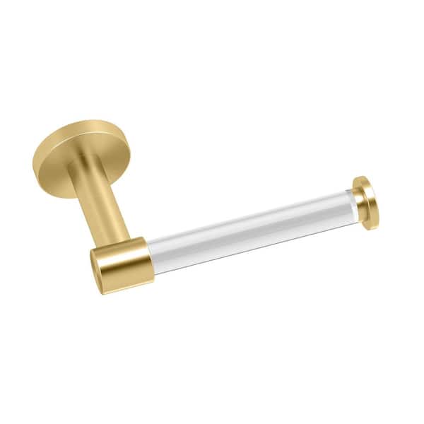 Clarion Wall Mounted Toilet Paper Holder in Crystal-Clear Acrylic Brushed Brass