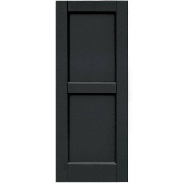 Winworks Wood Composite 15 in. x 38 in. Contemporary Flat Panel Shutters Pair #632 Black