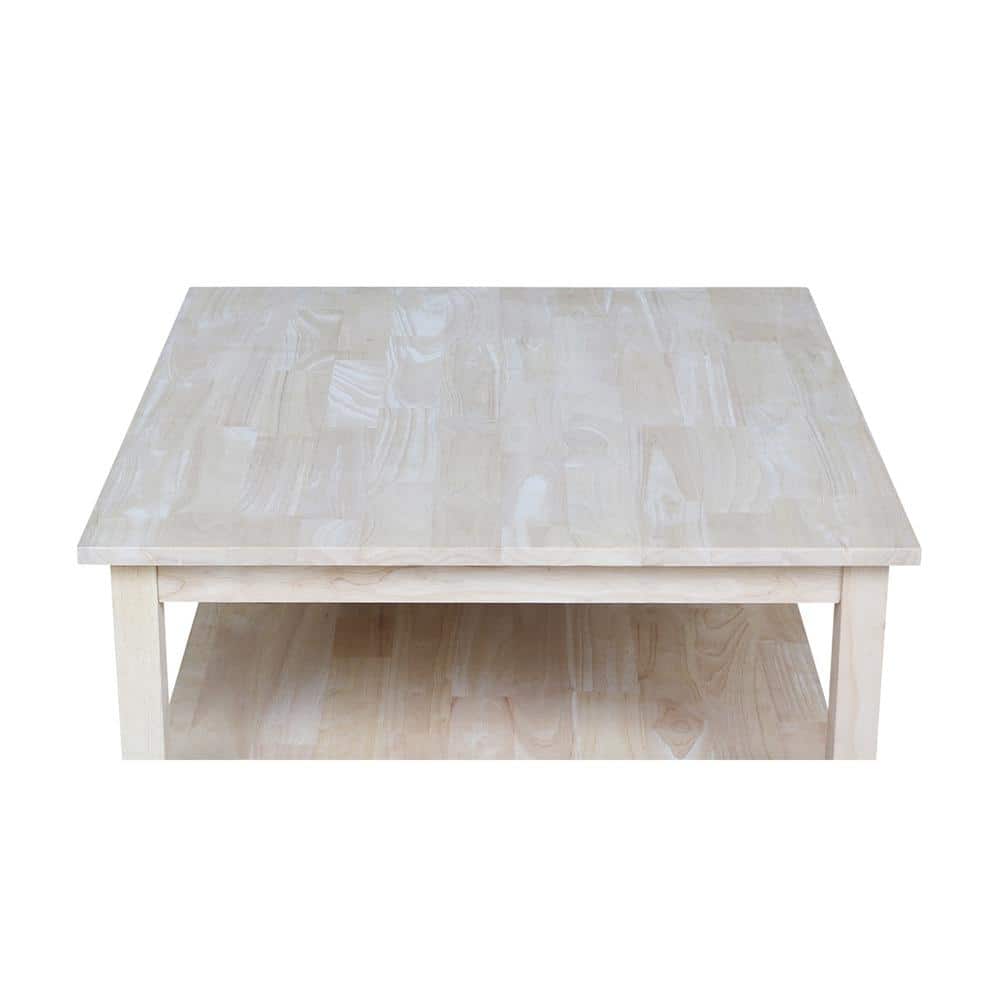 Solano Unfinished Parawood 35" Square Coffee Table