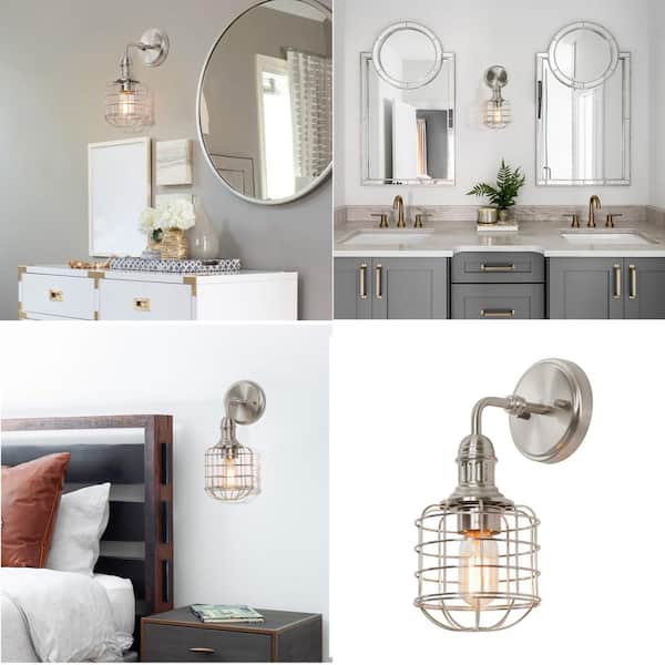 Light Nickel Bathroom Vanity, Single Light Fixtures For Double Vanity