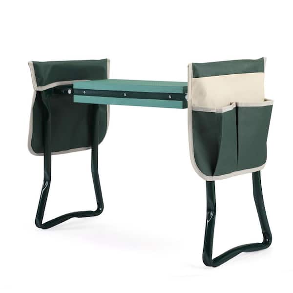 Outdoor Garden Folding Kneeler Seat Garden Stool with Tool Bags, EVA Foam Kneeling Pad for Gardening Work Seat, Green