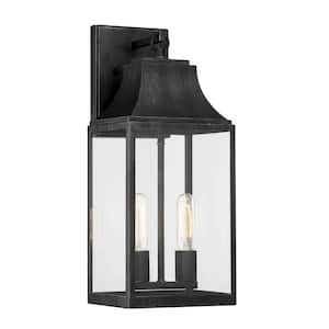 Blueberry Trail 2-Light Weathered Pewter Outdoor Line Voltage Wall Sconce with No Bulb Included