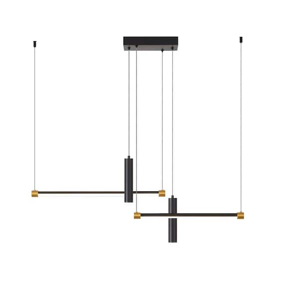 Keazile Yolo 36 in. 4-Light Modern Black Gold Cylinder