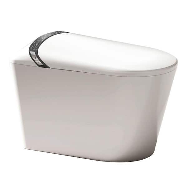 Elongated Bidet Toilet 1.28 GPF in White with Auto Open/Close Seat, Foot Kick, LED Display, Night Light