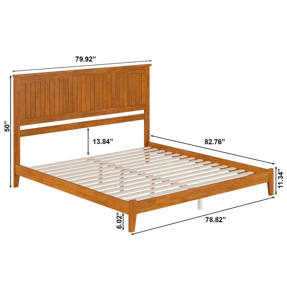 Nantucket King Light Toffee Wood Platform Bed with Headboard