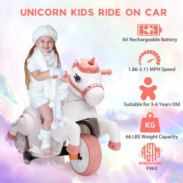 6v ride on unicorn bike online