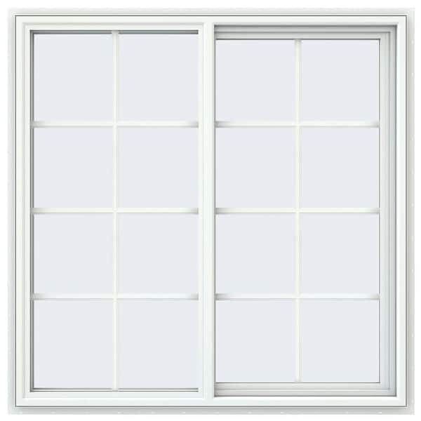 JELD-WEN 47.5 in. x 47.5 in. V-4500 Series White Vinyl Right-Handed Sliding Window with Colonial Grids/Grilles