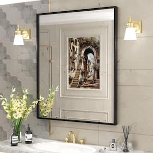 30 in. W x 36 in. H Rectangular Aluminum Alloy Framed and Tempered Glass Wall Bathroom Vanity Mirror in Matte Black