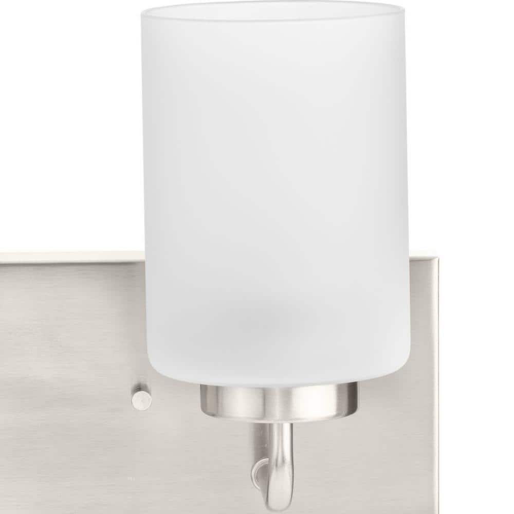 Elegant Brushed Nickel 2-Light Bath Vanity with Etched Glass Shades