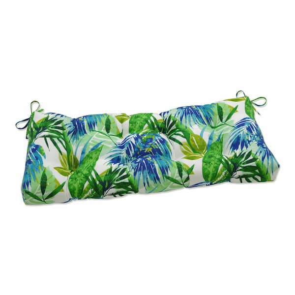 Pillow Perfect Tropical Rectangular Outdoor Bench Cushion in Blue