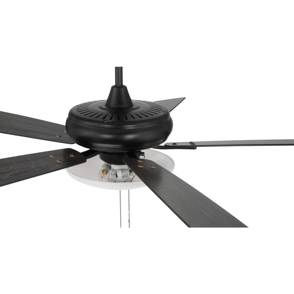 Flat Black 52" Ceiling Fan with Frost White Glass Light